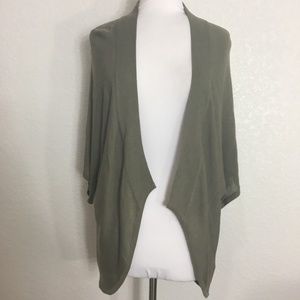 Jana Women's Sweater Cardigan Size S/M Open Front Dolman Sleeves Green